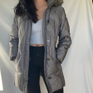 Gallery pewter coat w detachable hood